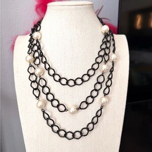 Edgy Black and Pearl Necklace